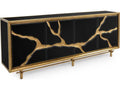 Mark McDowell Revne 94-Inch Beech Wood Credenza Sideboard in Black and Gold