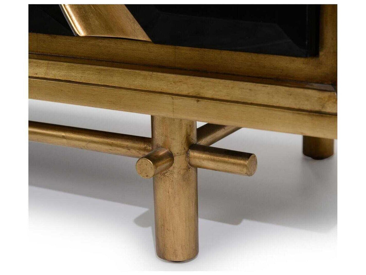 Mark McDowell Revne 94-Inch Beech Wood Credenza Sideboard in Black and Gold