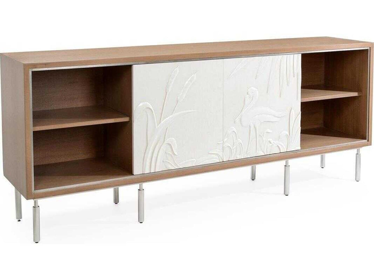 Bayside Sideboard in Suede Walnut with Coastal Motif