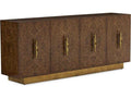 Torino 95 Inch 4-Door Walnut Wood Sideboard in Brown with Gold Accents