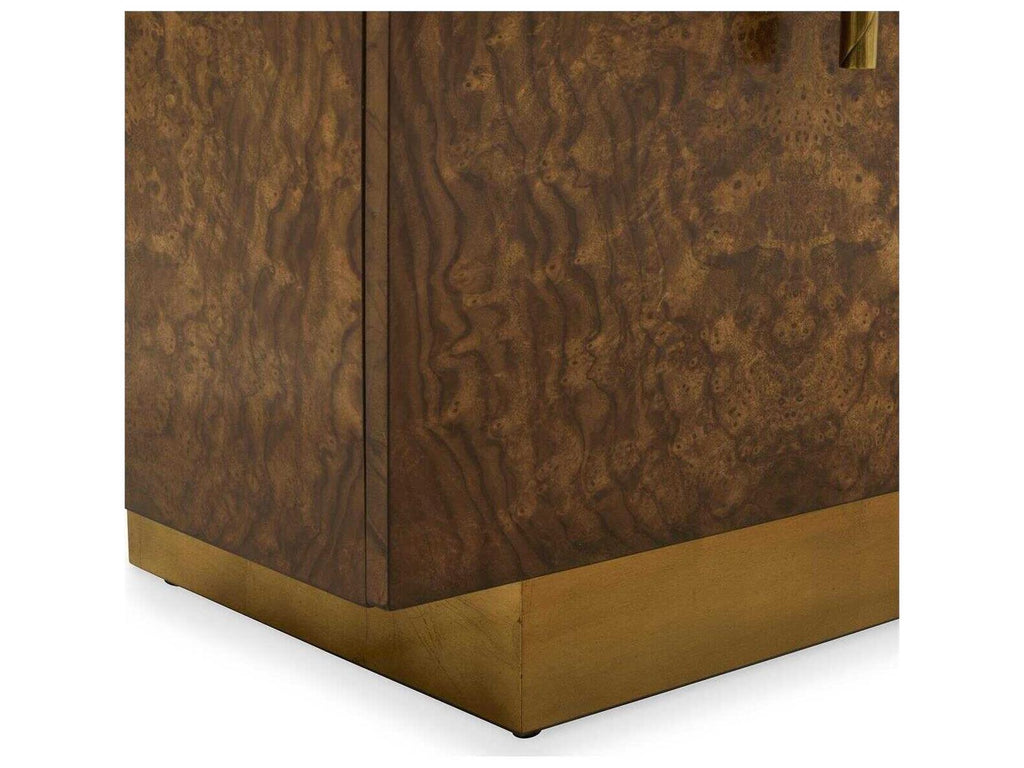Torino 95 Inch 4-Door Walnut Wood Sideboard in Brown with Gold Accents