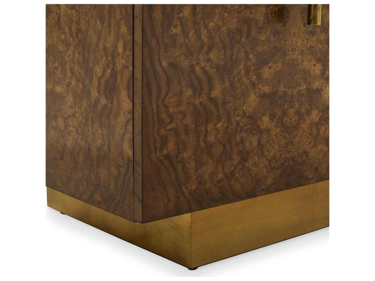 Torino 95 Inch 4-Door Walnut Wood Sideboard in Brown with Gold Accents
