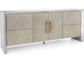 Moon Shadow Oak Wood Sideboard with Mirrored Glass and Fluted Drawers