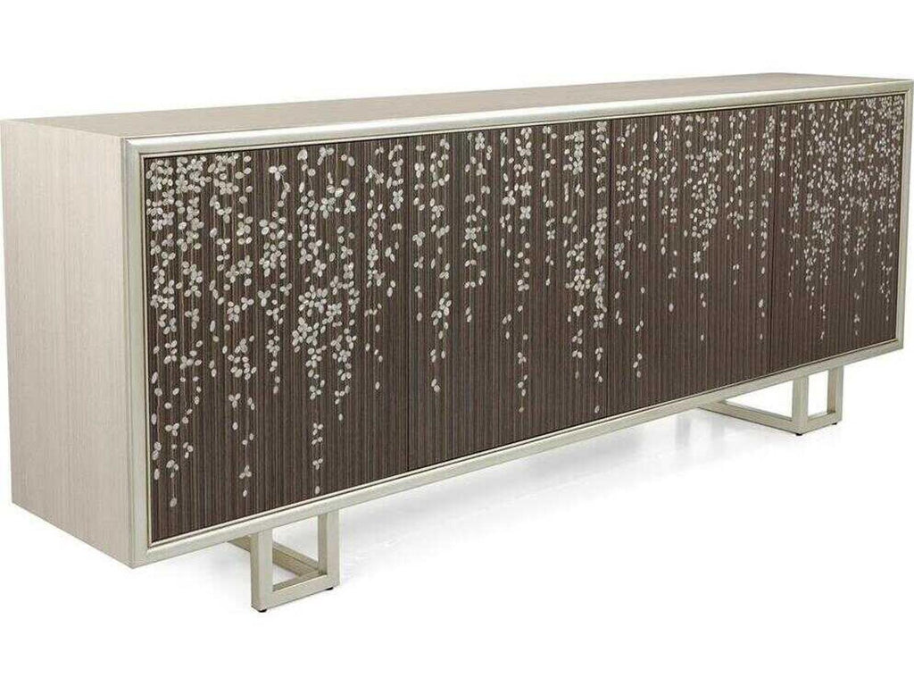 Wisteria 94 Inch Beech Wood Sideboard with Mother of Pearl Inlay