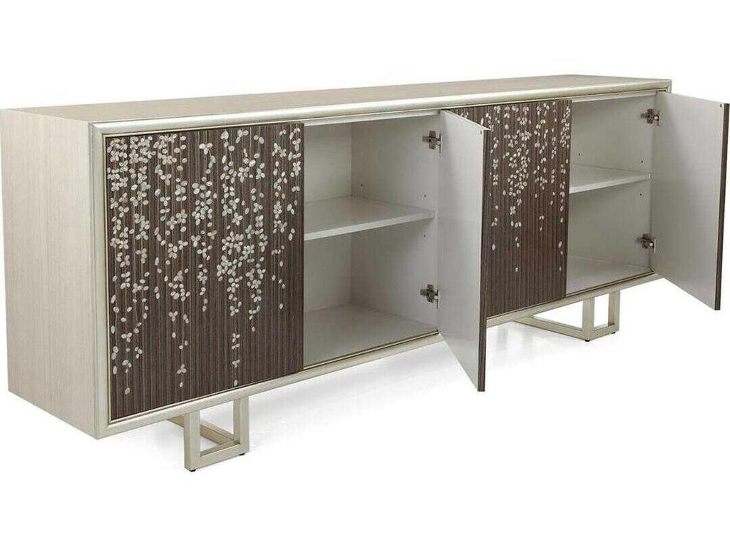 Wisteria 94 Inch Beech Wood Sideboard with Mother of Pearl Inlay