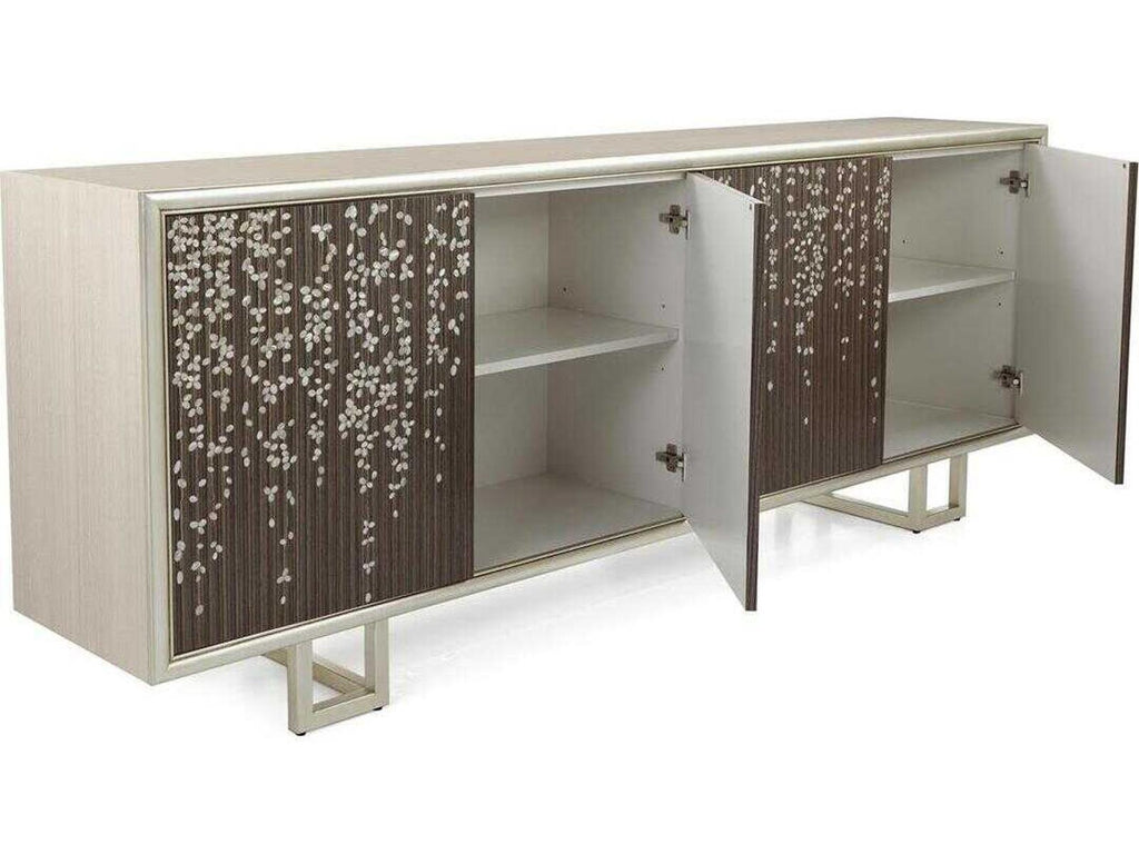 Wisteria 94 Inch Beech Wood Sideboard with Mother of Pearl Inlay