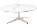 Multiplo Low Round Coffee Table with White Marble Top and White Base