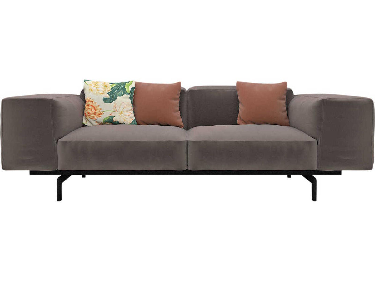 Largo 3-Seat Dove Gray Velvet Sofa by Piero Lissoni