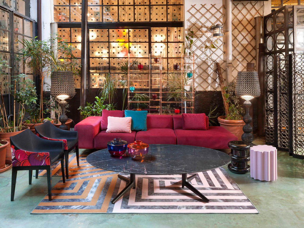 Largo 3-Seat Cardinal Red Velvet Sofa by Piero Lissoni