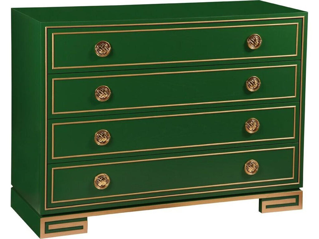 Karl 4-Drawer Dresser with Greek Key Accents in Custom Green Finish