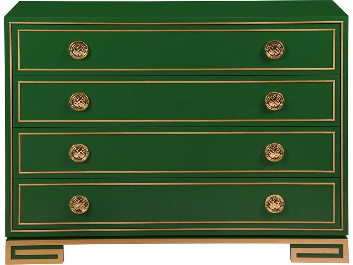 Karl 4-Drawer Dresser with Greek Key Accents in Custom Green Finish