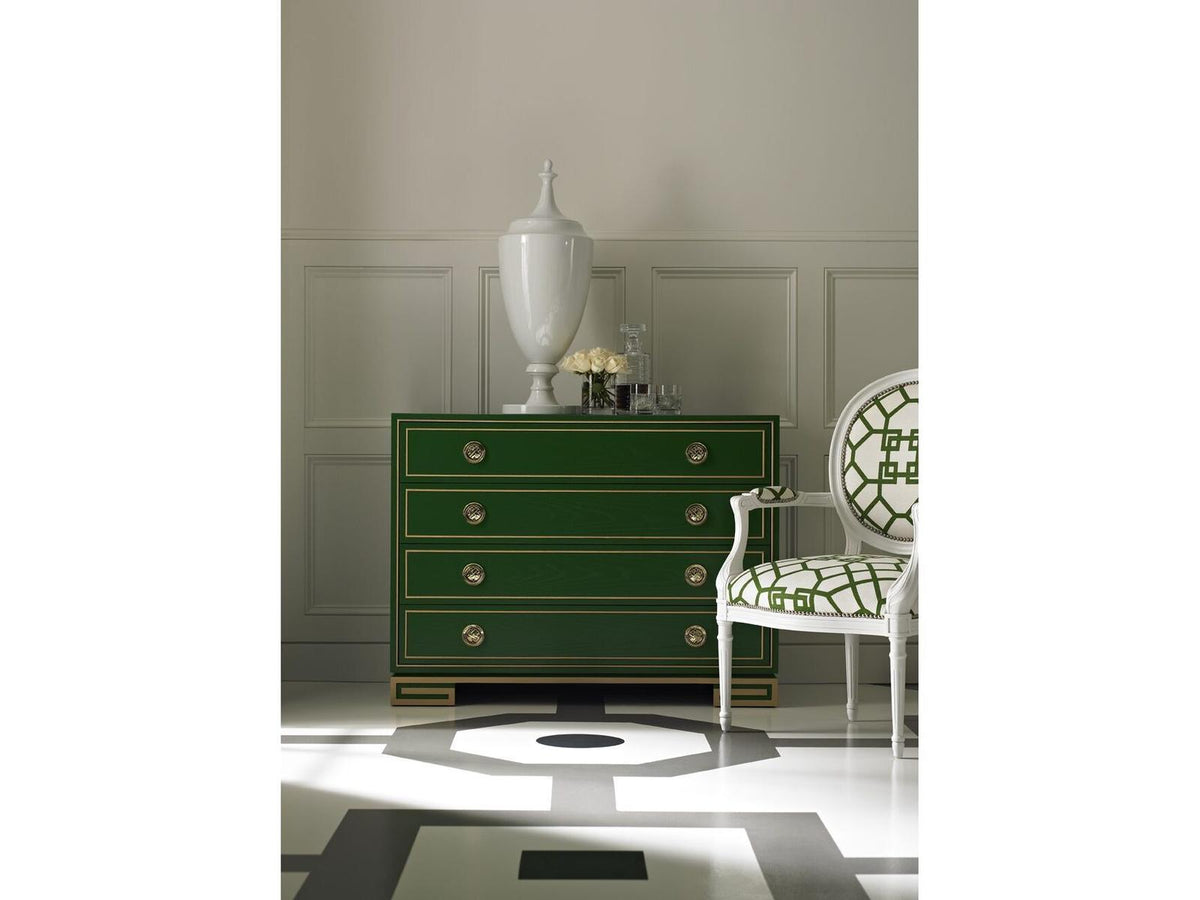 Karl 4-Drawer Dresser with Greek Key Accents in Custom Green Finish