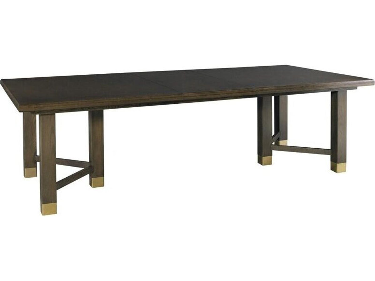 Bancroft Extendable Rectangular Dining Table in Modern Elm and Brass