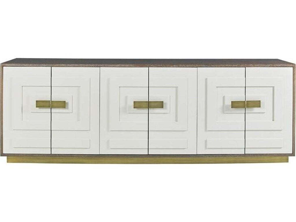 Jasper Six Door Credenza in Walnut Wood and Gloss White