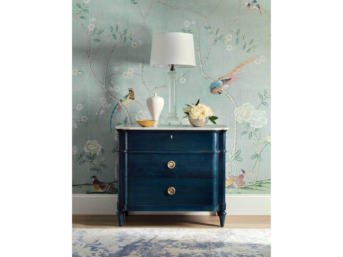 Vivienne Bow Front Nightstand with Marble Top