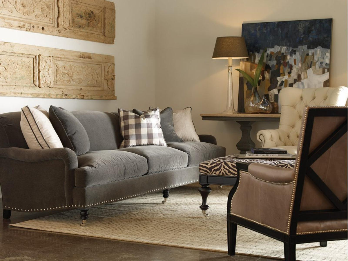 Albert Upholstered Sofa with Nailhead Trim and Casters