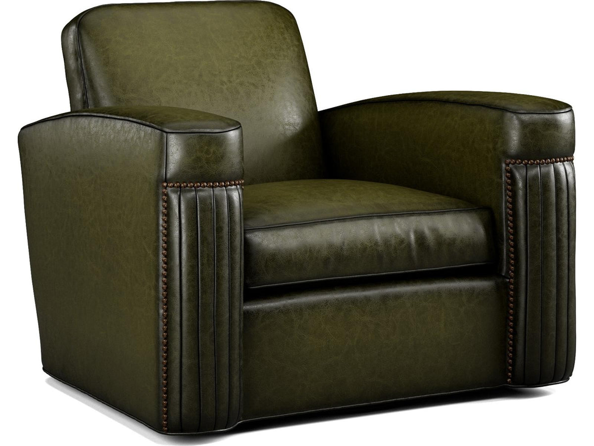 Jacques Leather Swivel Accent Chair in Bark