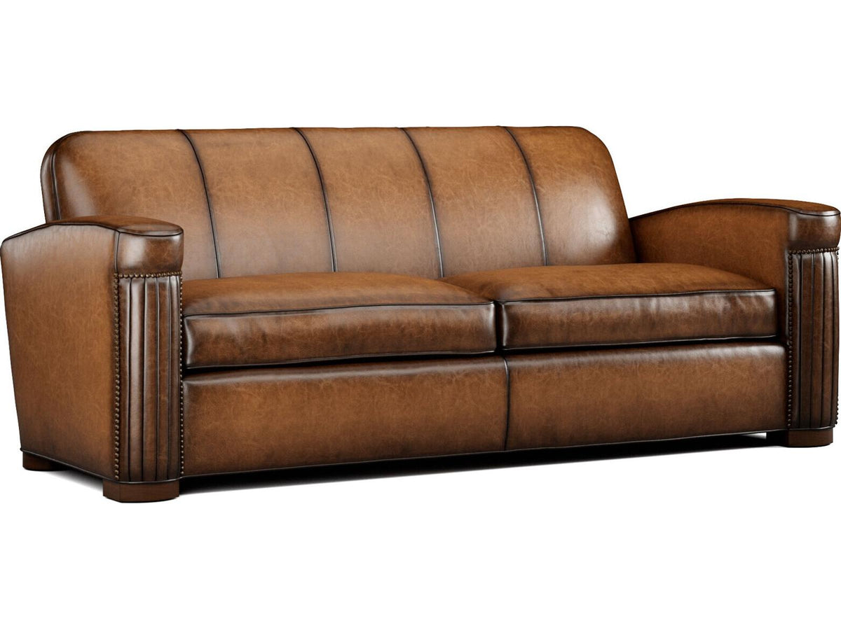 Jacques Leather Sofa with Nailhead Trim