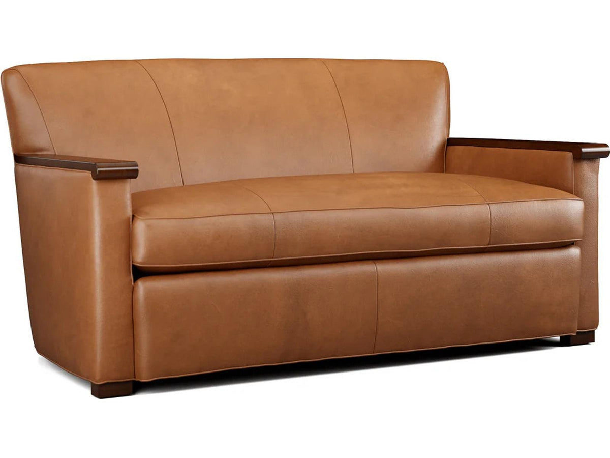 Wesley Leather Loveseat with Wood Accents