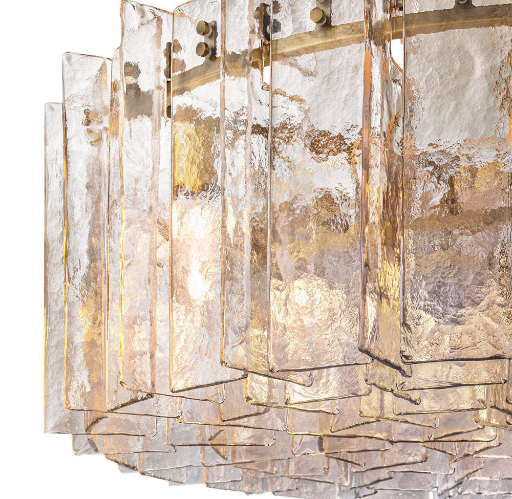 Lattice Clear Glass Round Chandelier 48"