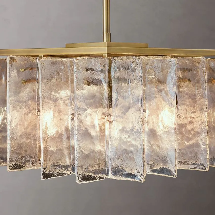Lattice Square Glass Chandelier 36" 9-Lights