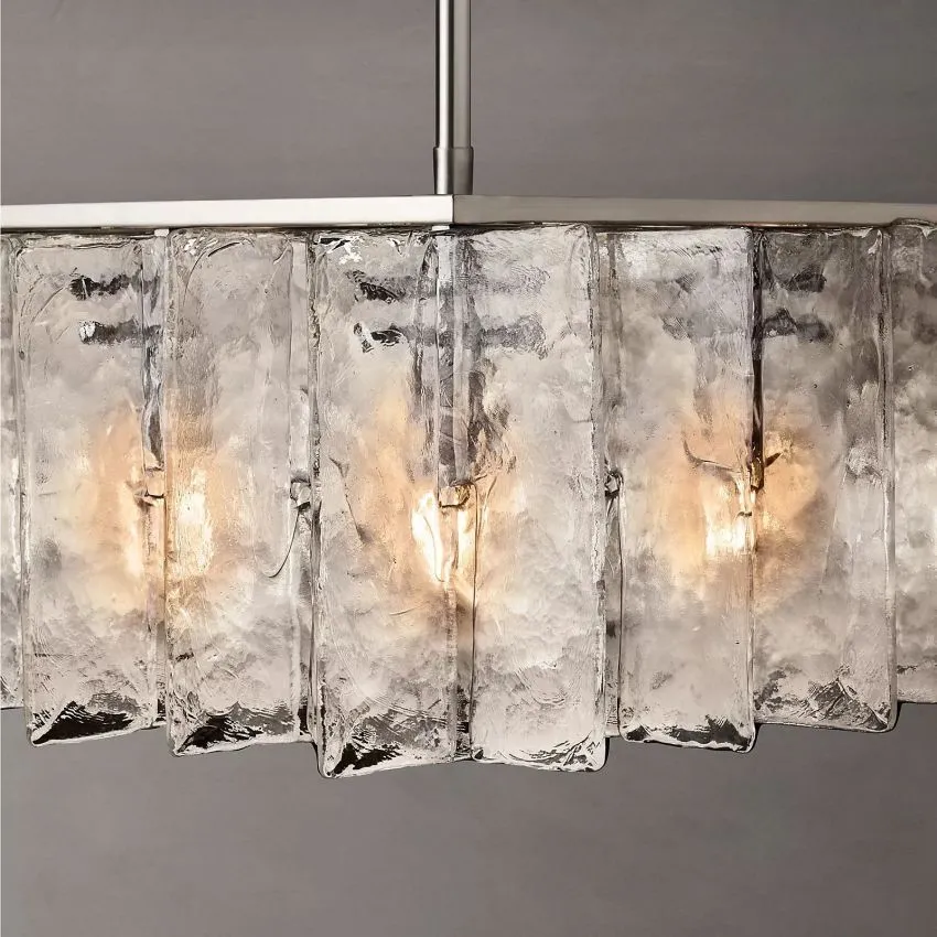 Lattice Clear Glass Square Chandelier 49" 16-Lights