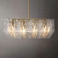 Lattice Clear Glass Square Chandelier 49" 16-Lights