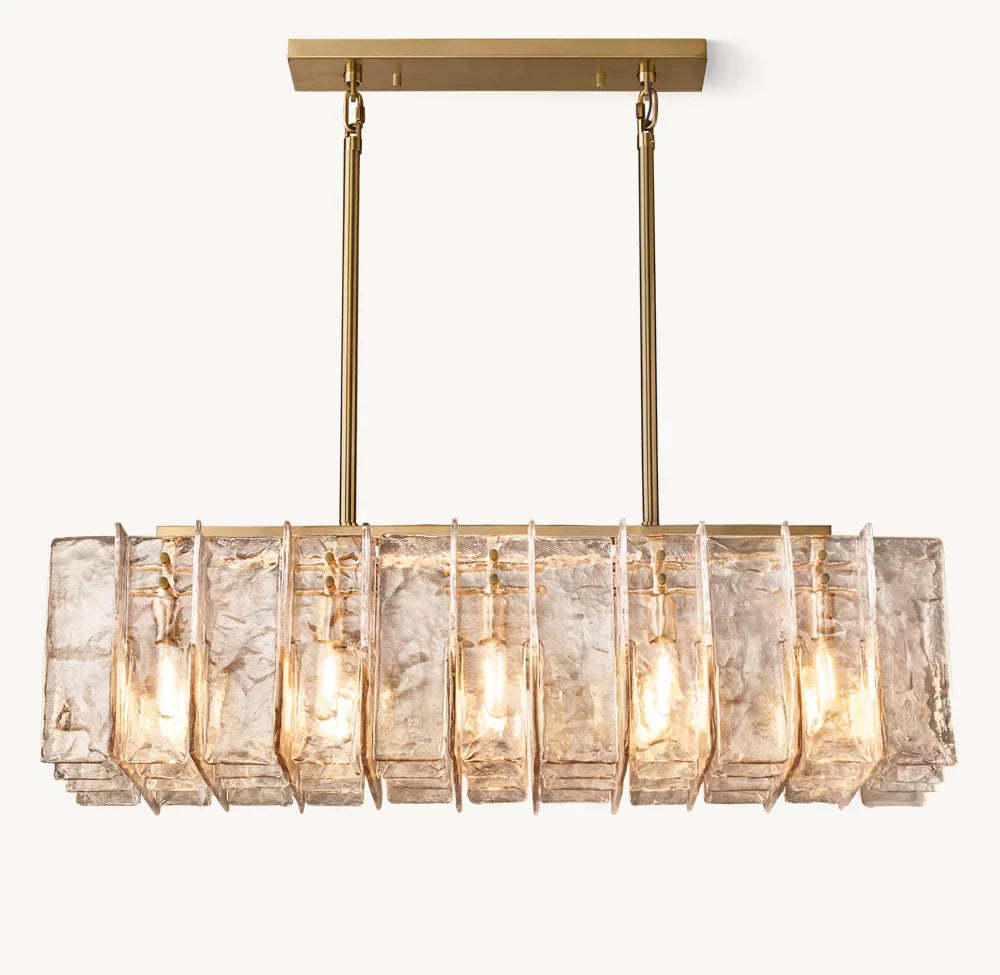 Lattice smoke glass linear chandelier 49"