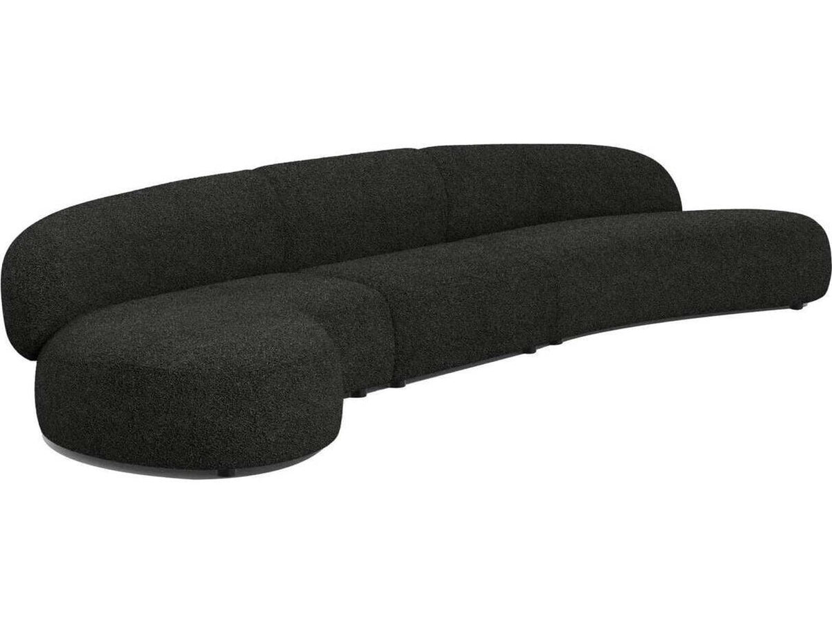 Moritz 3-Piece Licorice Boucle Fabric Sectional Sofa Right Chaise