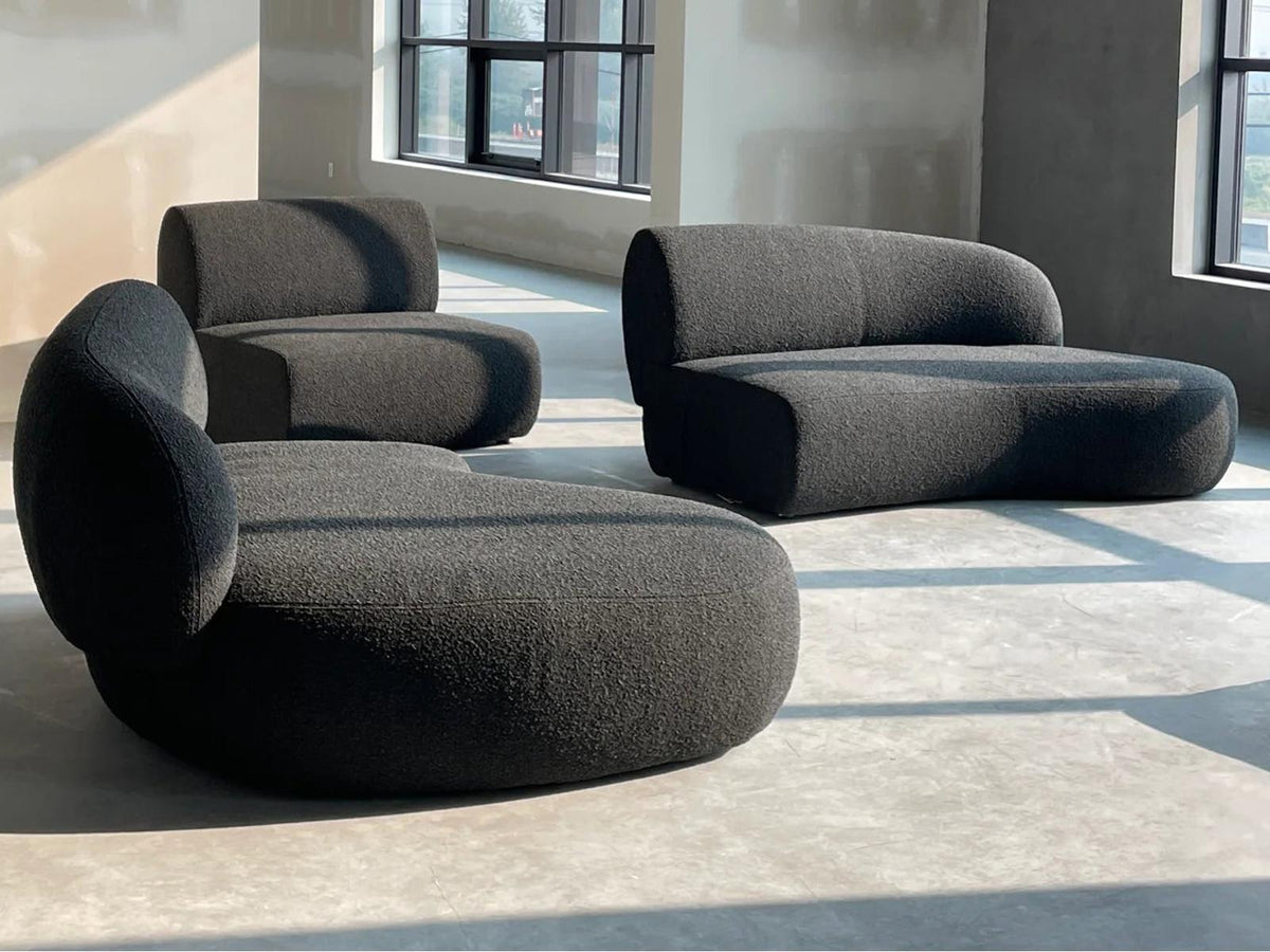 Moritz 3-Piece Licorice Boucle Fabric Sectional Sofa Right Chaise