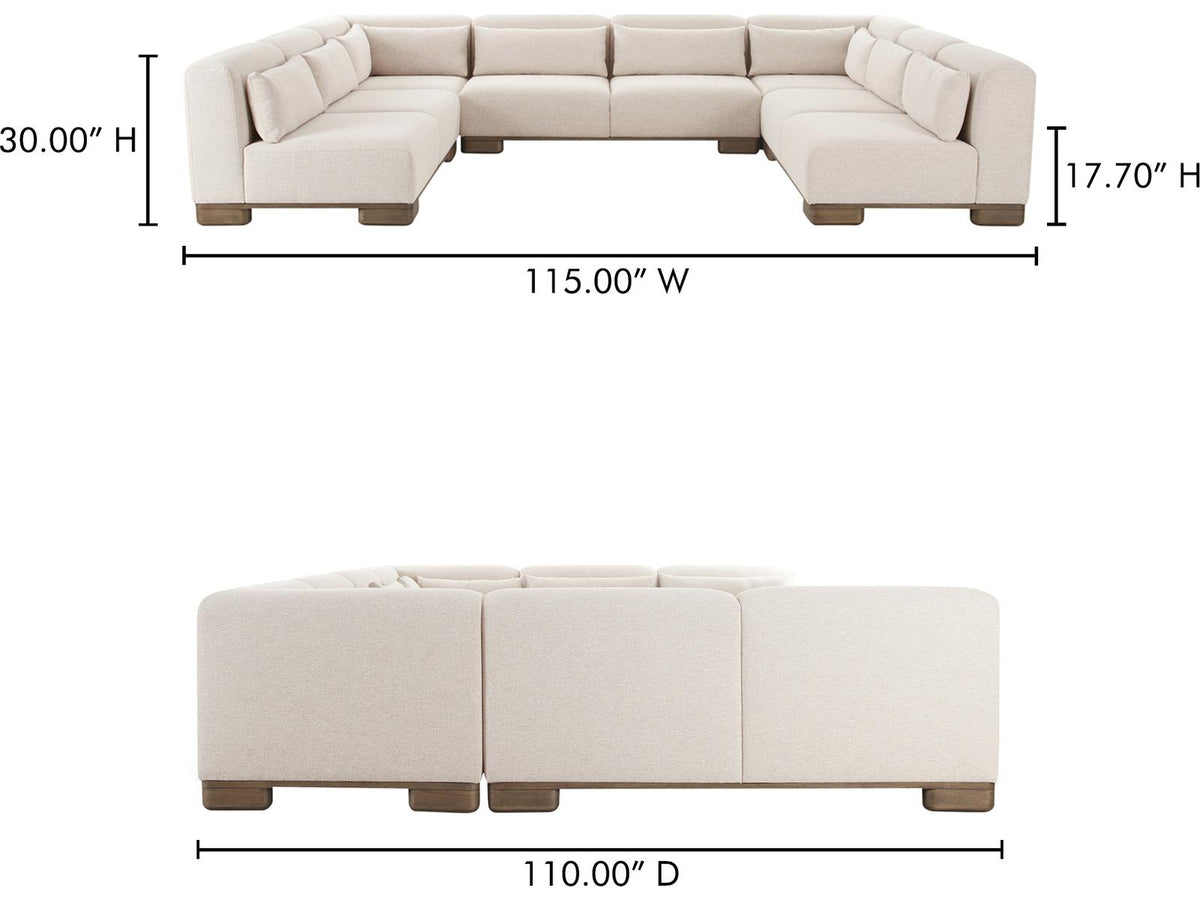 June 5-Piece Modular Performance Fabric Sectional Sofa in Beige
