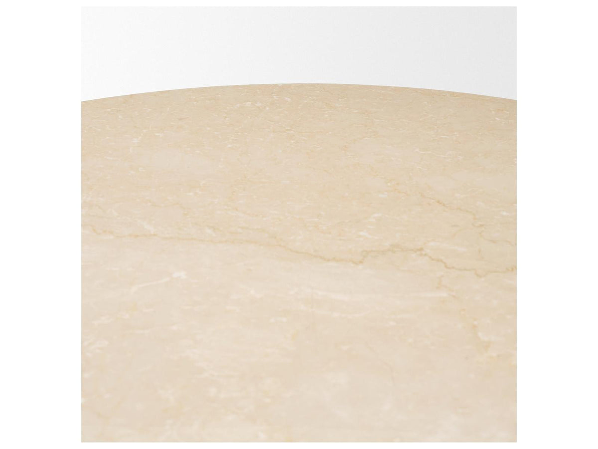 Mercana Sorrano 59 Botticino Marble Round w/ Fluted Base Dining Table,"<div class="flex-col">
<span class="font-semibold">Features</span><ul>
<li class="text-sm"><div>59.0L x 59.0W x 30.5H</div></li>
<li class="text-sm"><div>Crafted from Botticino marble