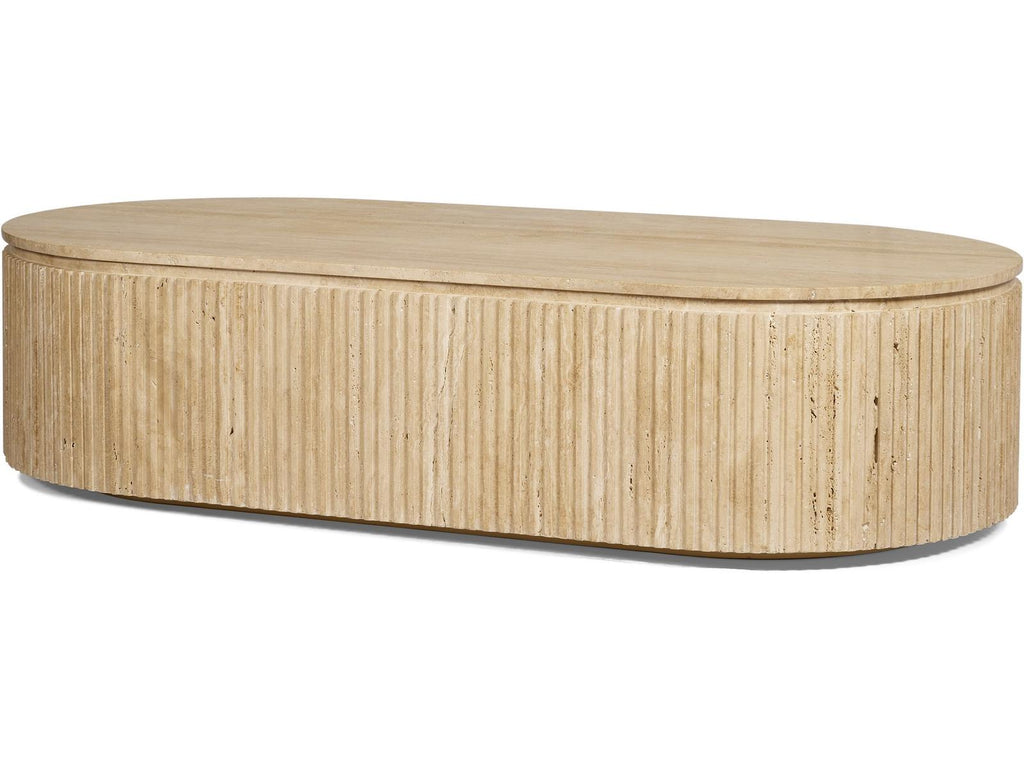 Mercana Elara Ribbed Oblong Travertine Coffee Table