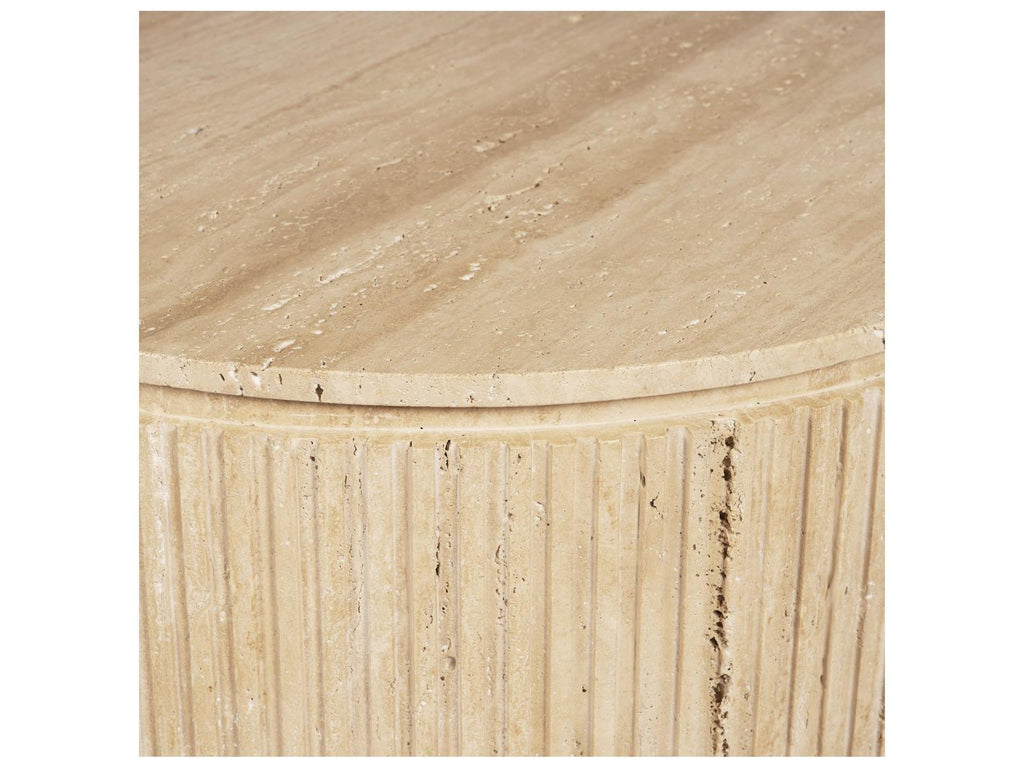 Mercana Elara Ribbed Oblong Travertine Coffee Table