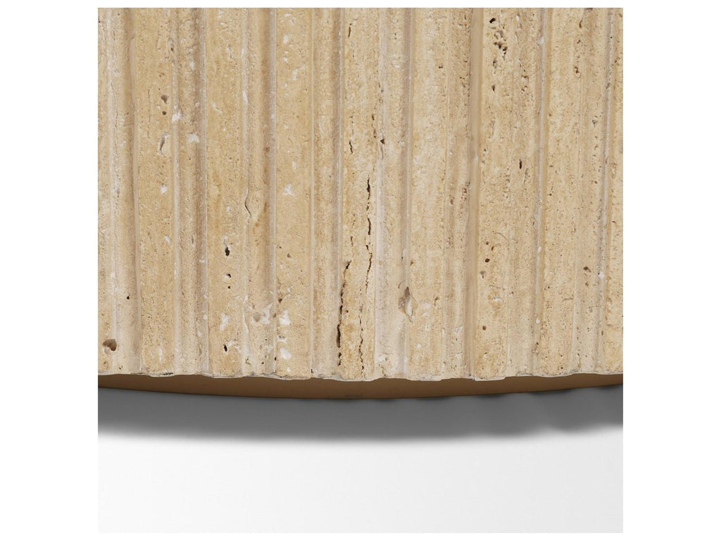 Mercana Elara Ribbed Oblong Travertine Coffee Table