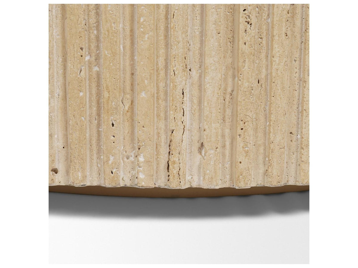 Mercana Elara Ribbed Oblong Travertine Coffee Table
