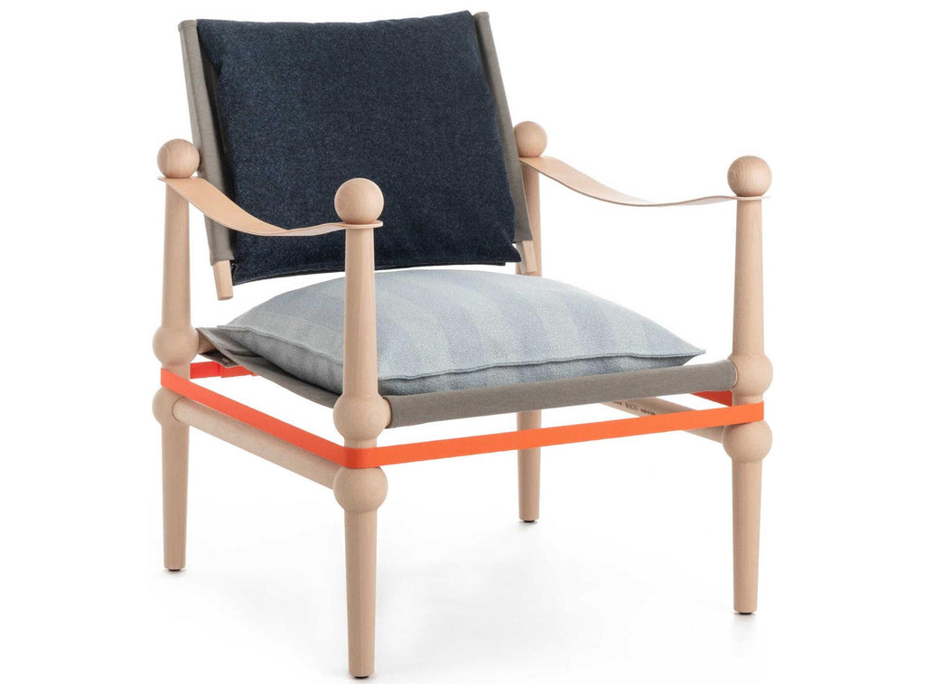 Twain Accent Chair with Leather Arms and Fabric Upholstery