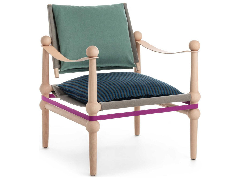 Twain Accent Chair with Leather Arms and Fabric Upholstery