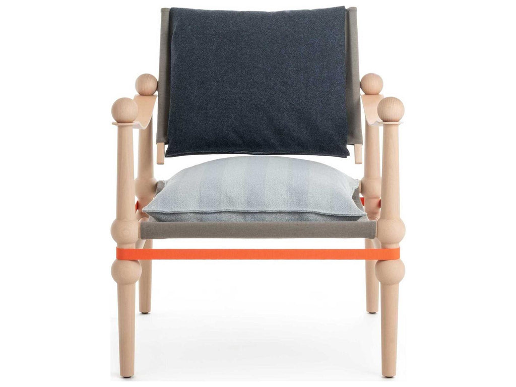 Twain Accent Chair with Leather Arms and Fabric Upholstery