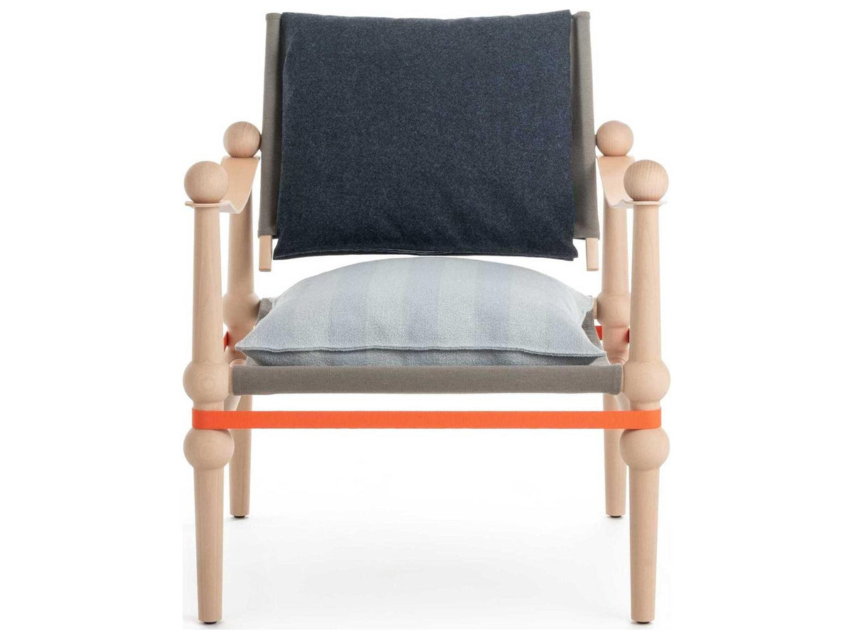 Twain Accent Chair with Leather Arms and Fabric Upholstery