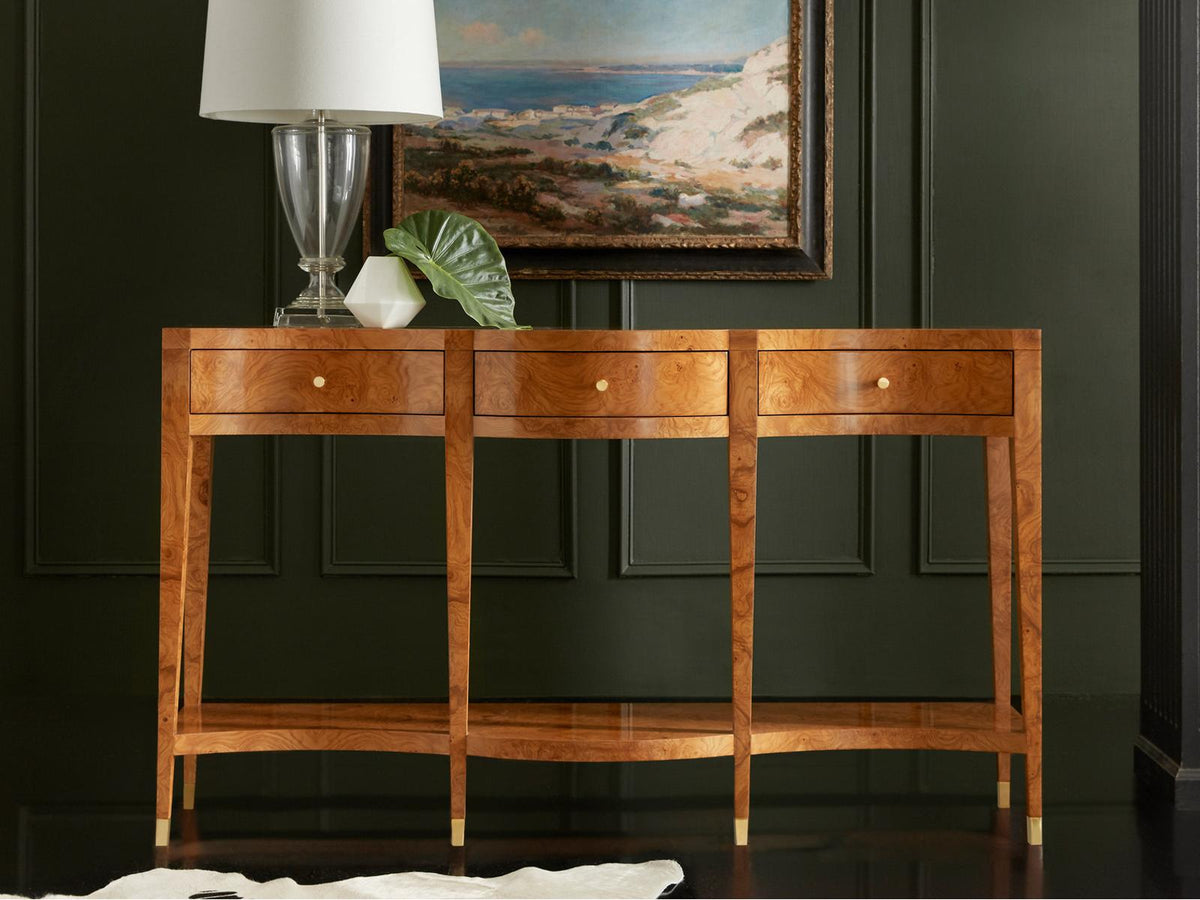 Serpentine Rectangular Wood Console Table Olive Ashe
