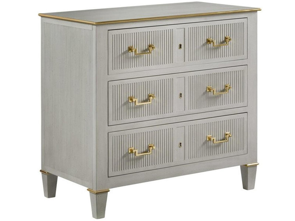 Copenhagen 3-Drawer Nightstand in Gray with Solid Brass Hardware