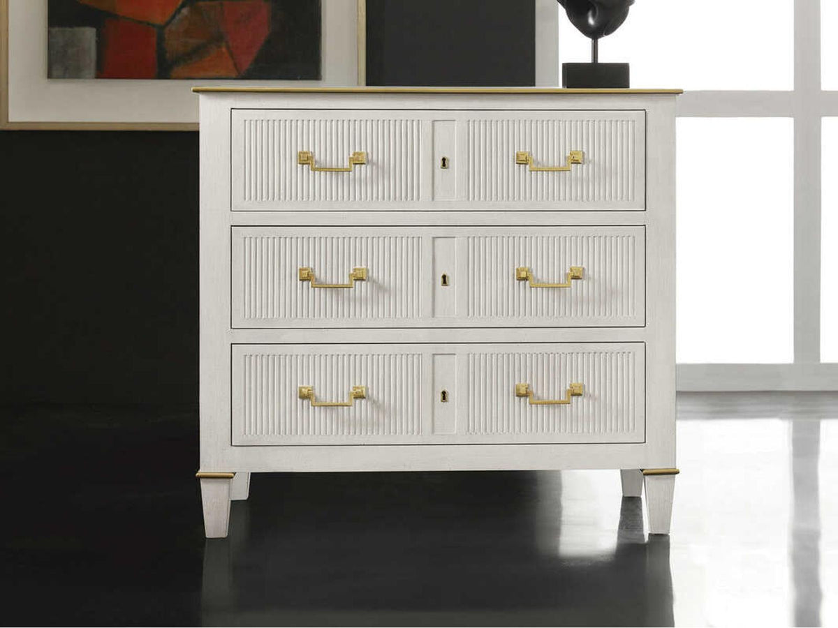 Copenhagen 3-Drawer Nightstand White Washed Wood