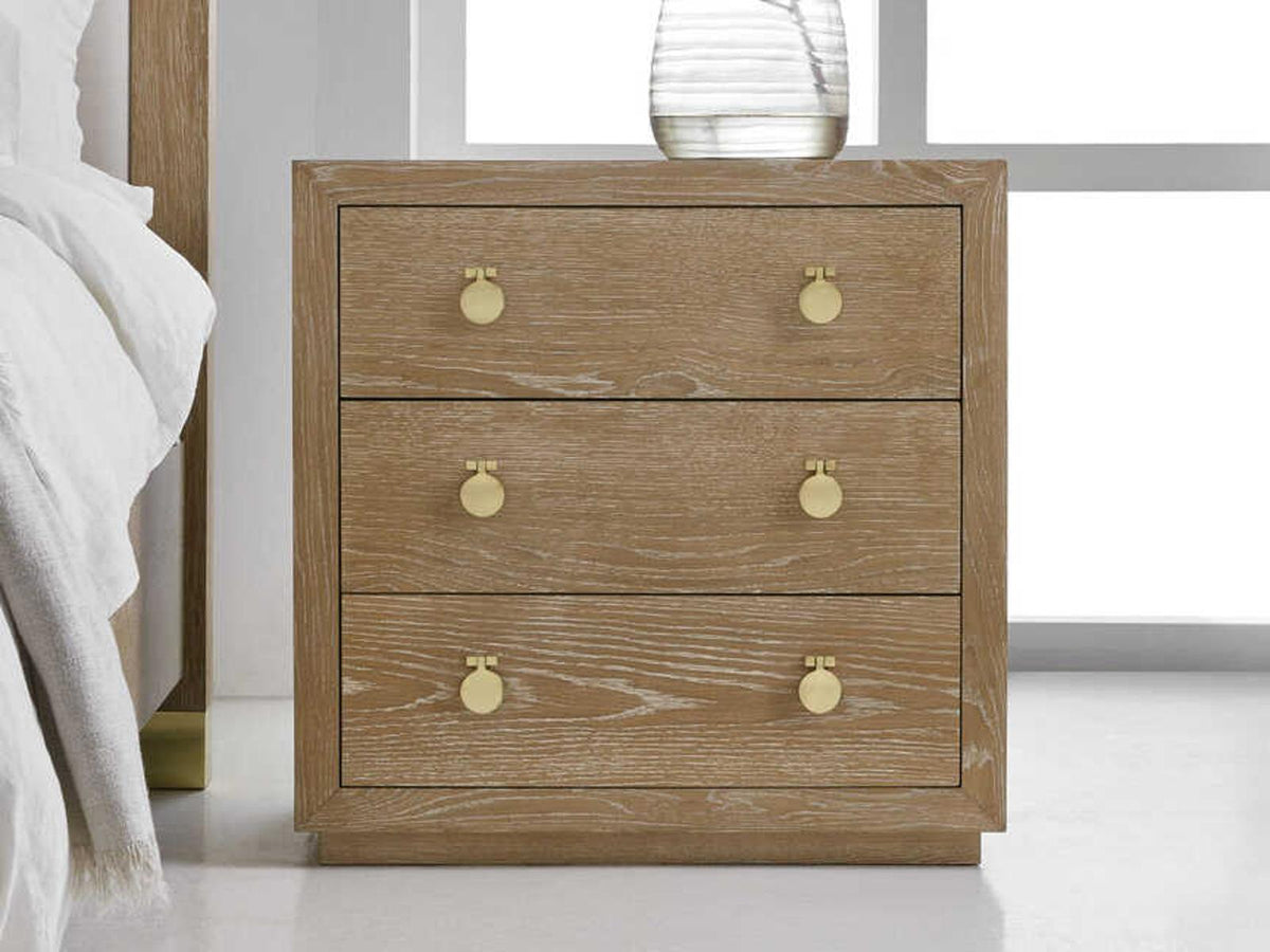Mirage 3-Drawer Beige Oak Wood Nightstand