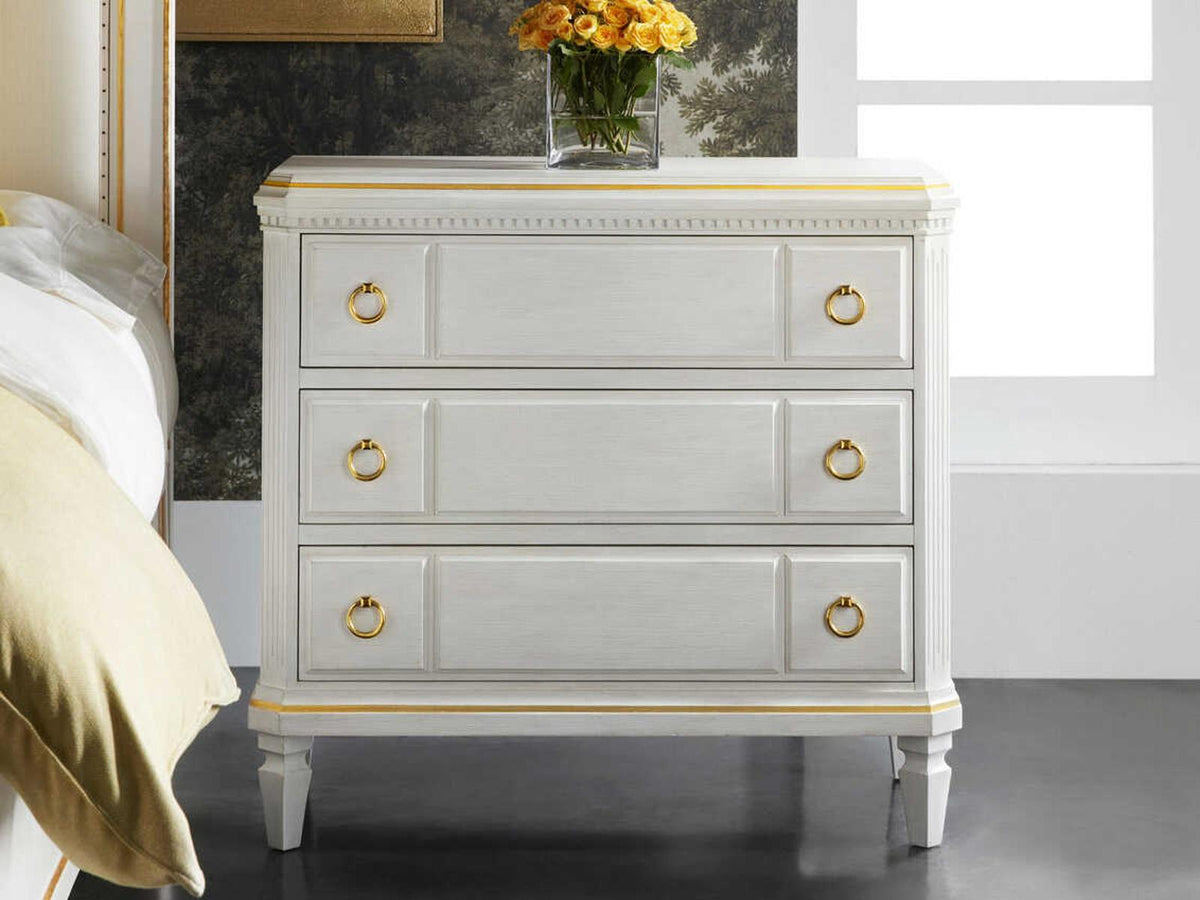 Covington 3-Drawer Oak Wood Nightstand in Antique White