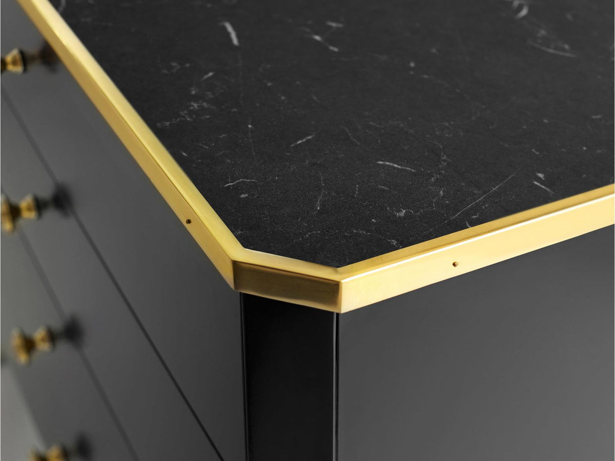 Niles 4-Drawer Nightstand with Black Marble Top and Ebony Finish