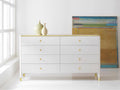 Niles Double Dresser in White Painted Case with Brass Hardware