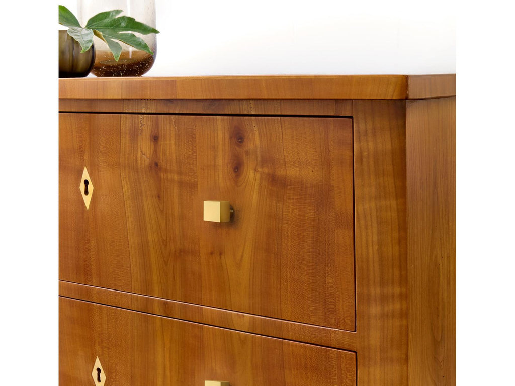 Vienna 2-Drawer Cherry Veneer Nightstand with Brass Hardware
