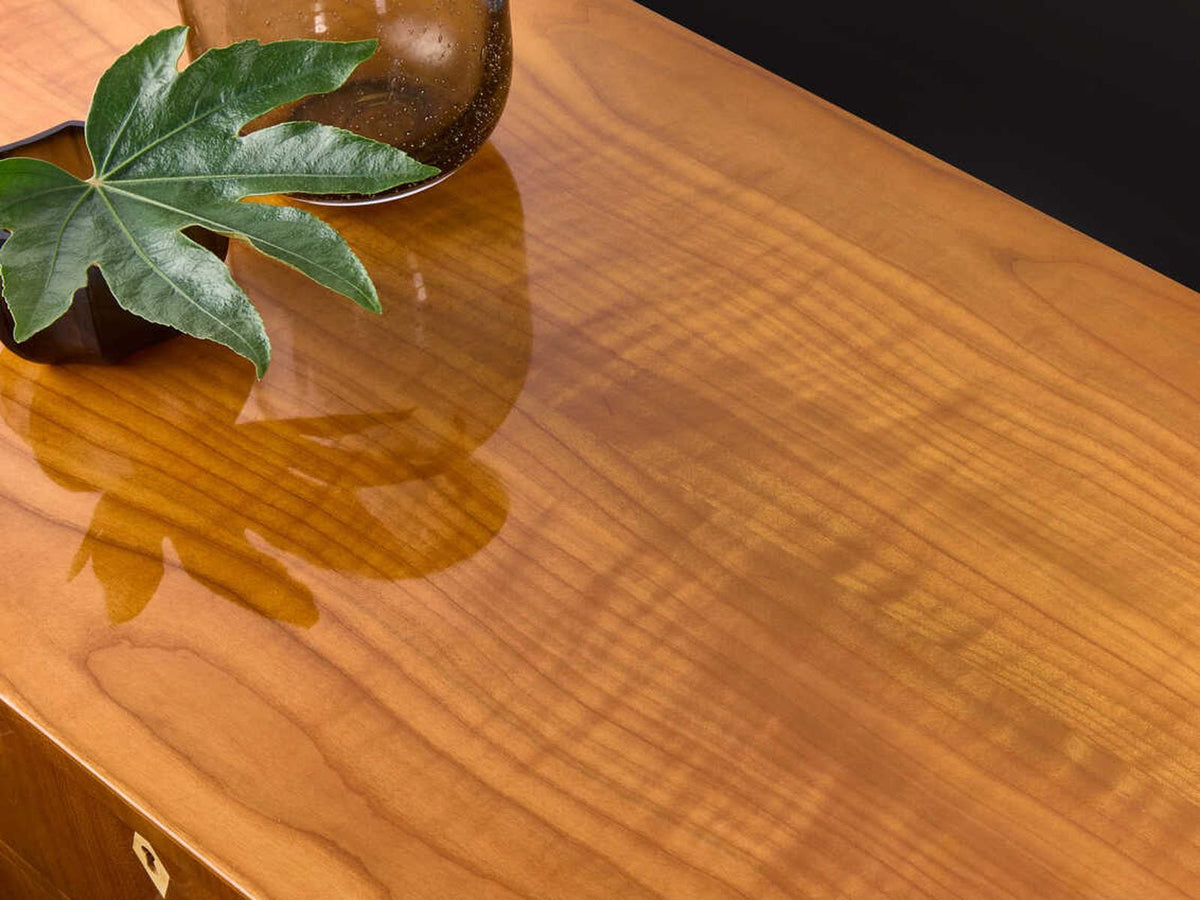 Vienna 2-Drawer Cherry Veneer Nightstand with Brass Hardware