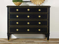19th Century 4-Drawer Ebonized Wood Dresser with Brass Hardware